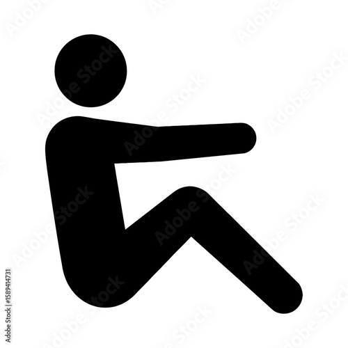 Core sit-up exercise silhouette icon for fitness and strength training