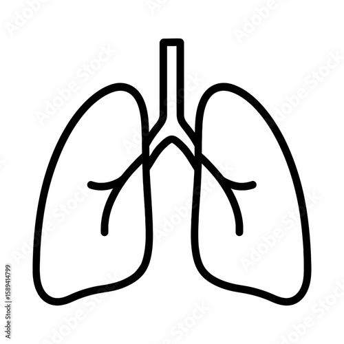 Lung respiratory health icon with bronchial tree outline