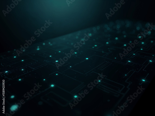 Diagonal Circuit Line Background on Matte Black Surface