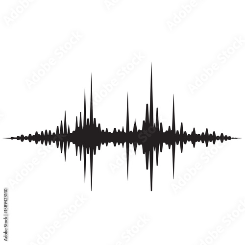 Black sound wave on white background, illustration