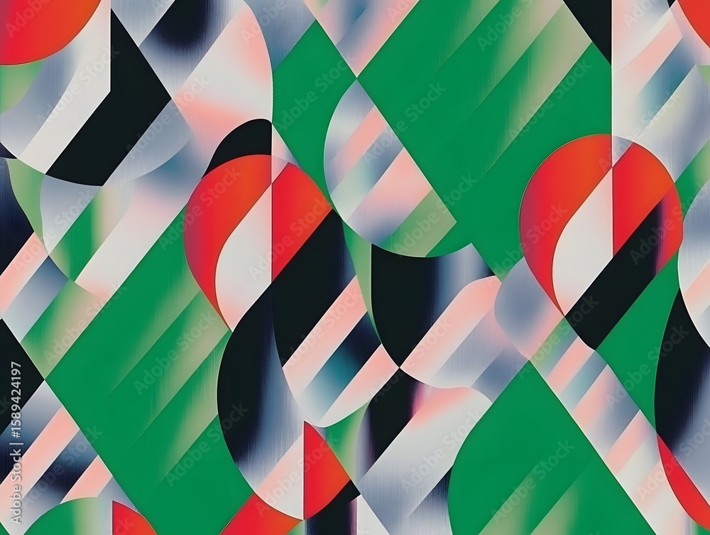 Obraz premium Abstract Geometric Pattern Green Red Black White Gradient