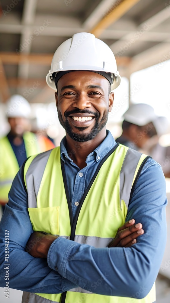 Confident worker smiles, arms crossed Confident worker smiles, arms crossed