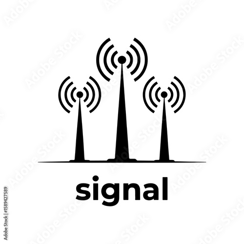 Wireless Signals: A stark graphic portrayal of three signal towers, radiating connection waves to symbolize the essence of networking, connectivity, and digital communication.