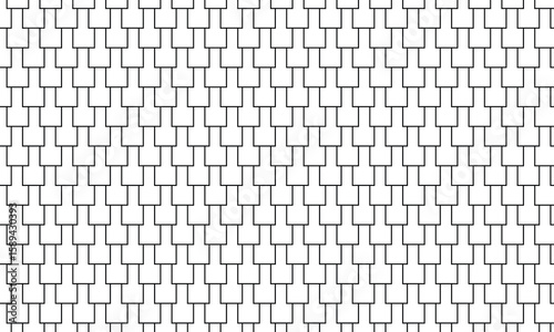 Shingles roof seamless pattern. House roof tile texture. Geometric shape design. Metal construction grid. Fish scales. Vector illustration isolated on white background. EPS 10 . 