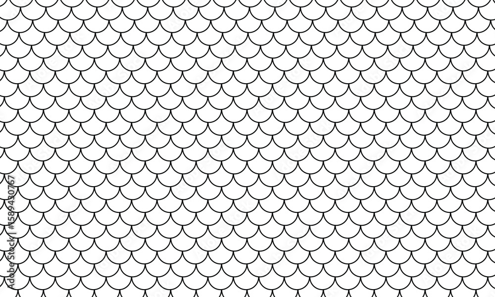 Fototapeta premium Shingles roof seamless pattern. House roof tile texture. Geometric shape design. Metal construction grid. Fish scales. Vector illustration isolated on white&nbsp;background.&nbsp;EPS&nbsp;10&nbsp;. 