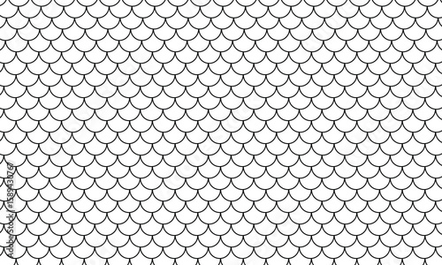 Shingles roof seamless pattern. House roof tile texture. Geometric shape design. Metal construction grid. Fish scales. Vector illustration isolated on white background. EPS 10 . 