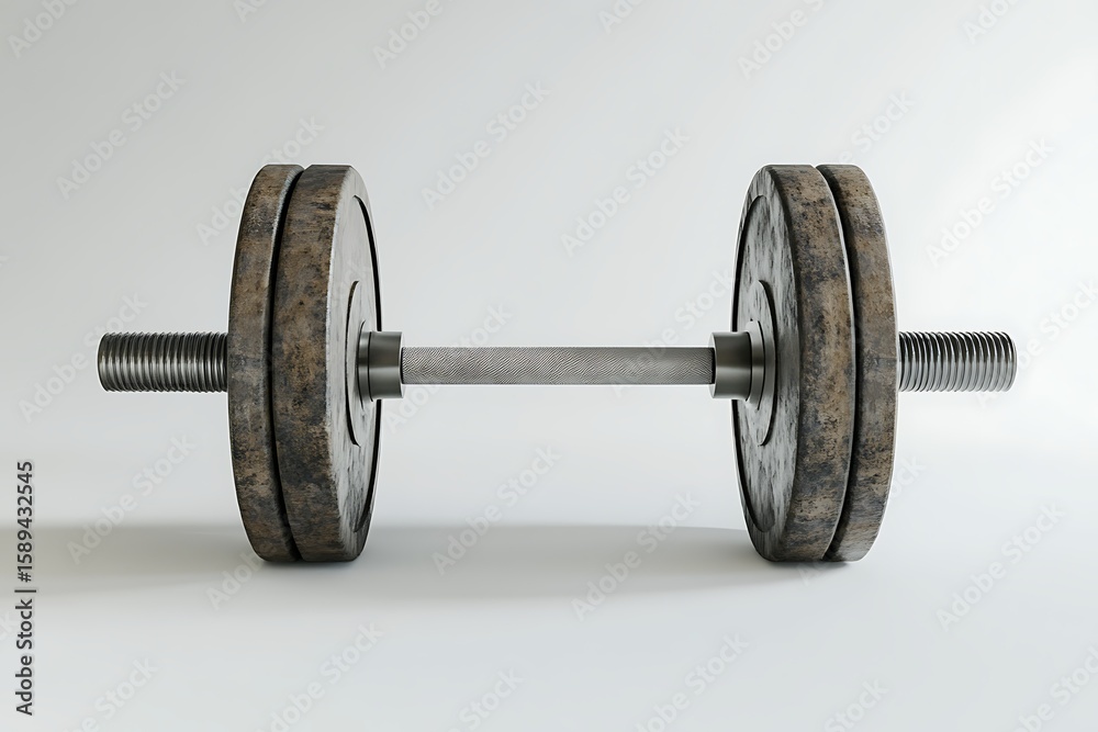 Naklejka premium Dumbbell for strength training in the gym. Weightlifting equipment for fitness and exercise