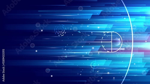 xciting futuristic technological background with dynamic blue lines, glowing particles and abstract geometric shapes. Perfect for digital presentations or technology-themed videos. Looped 4K video