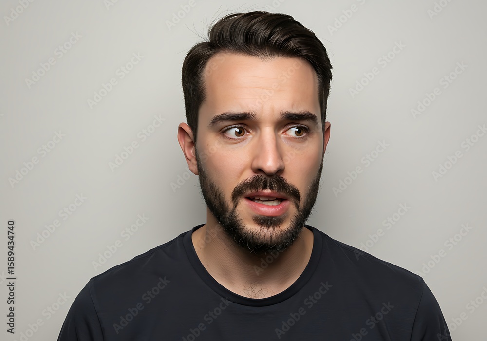 Obraz premium Expressive Man with Concerned Look. AI Generated