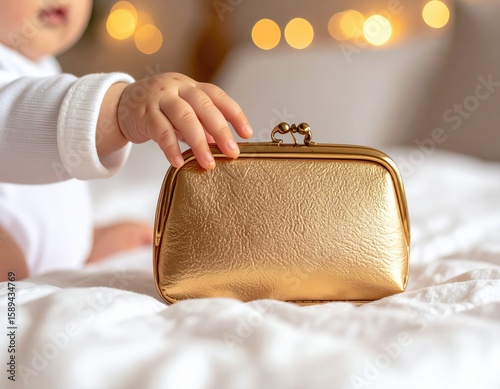 Wallpaper Mural Baby reaching for a gold purse Torontodigital.ca