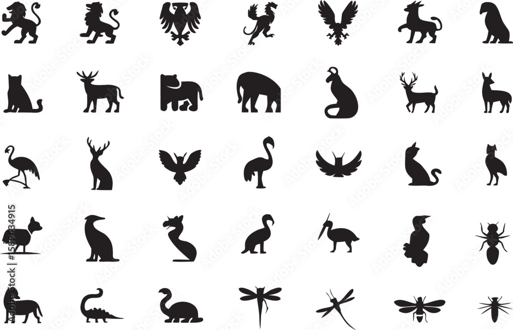 Naklejka premium Silhouette of a heraldic lion rampant with a sword medieval