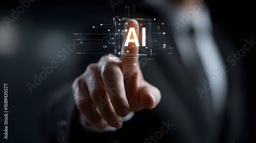 Activating AI: Man's Hand Pressing Artificial Intelligence Button