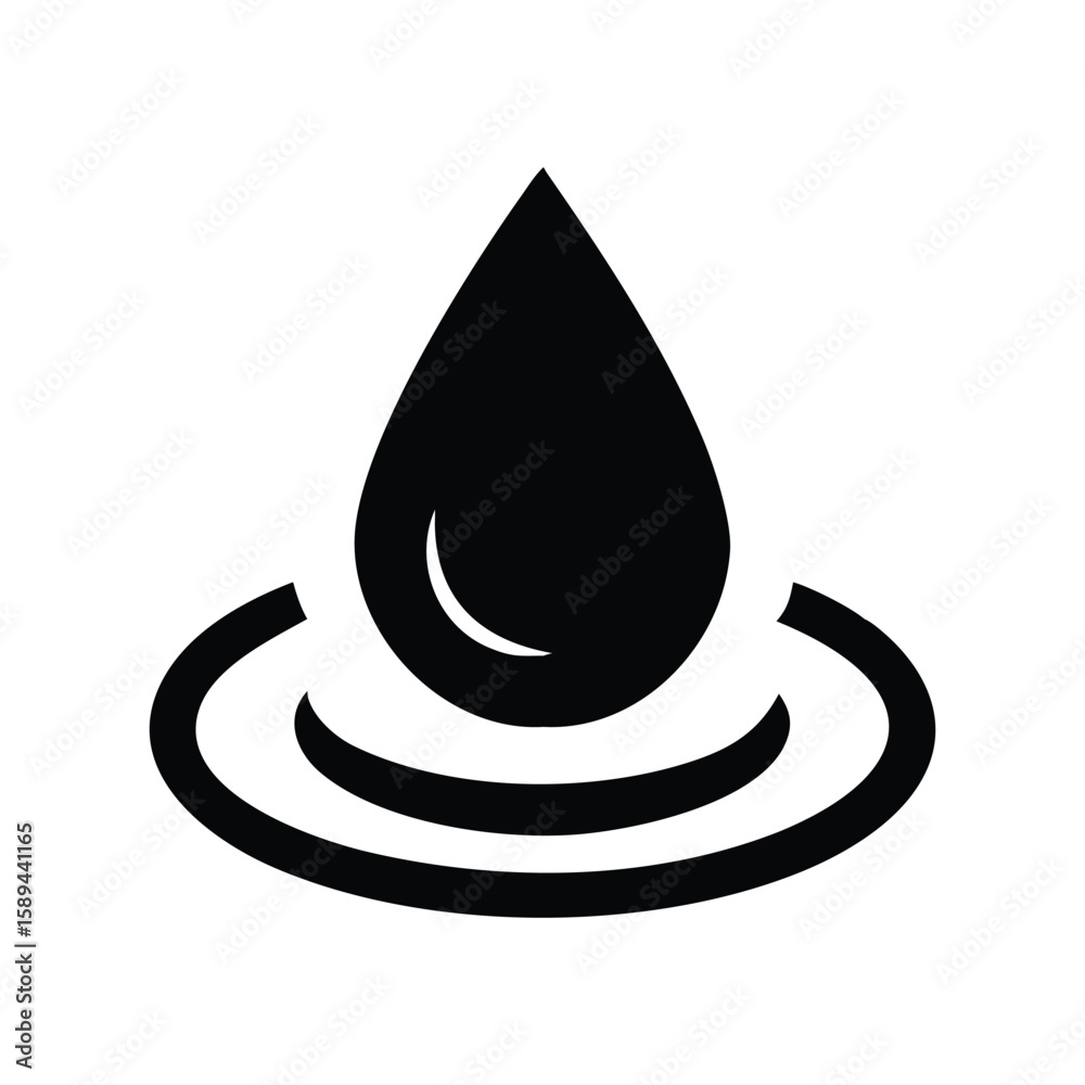 Fototapeta premium Minimalist Water Droplet Icon Flat Monochrome Vector Symbol