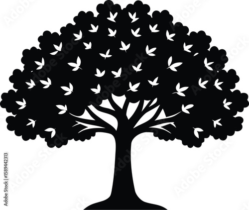 Oak tree vector silhouette
