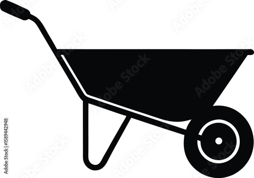 Wheelbarrow vector silhouette