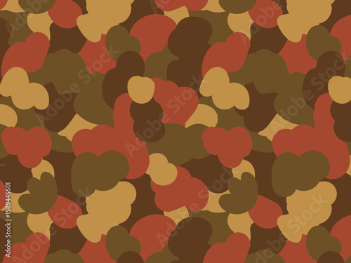 Brown, Red, and Mustard Abstract Camouflage Seamless Pattern