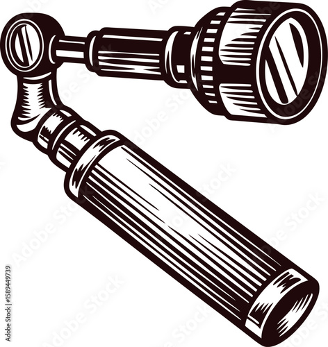 Hand drawn vintage engraved otoscope illustration isolated on white detailed classic medical tool diagnostic sketch