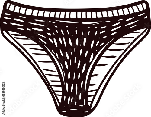 Hand drawn sketch of cotton underwear briefs isolated on white background vintage engraved illustration