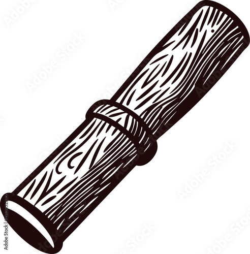 Vintage engraved wooden scroll illustration isolated on white background
