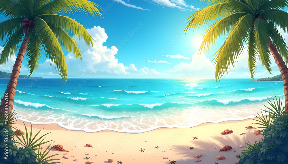 Obraz premium Aerial View of Tropical Beach with Clear Water