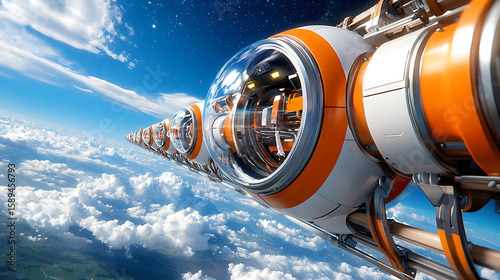 Wallpaper Mural Space exploration action orbiting earth digital artwork vast sky futuristic view innovative concept Torontodigital.ca