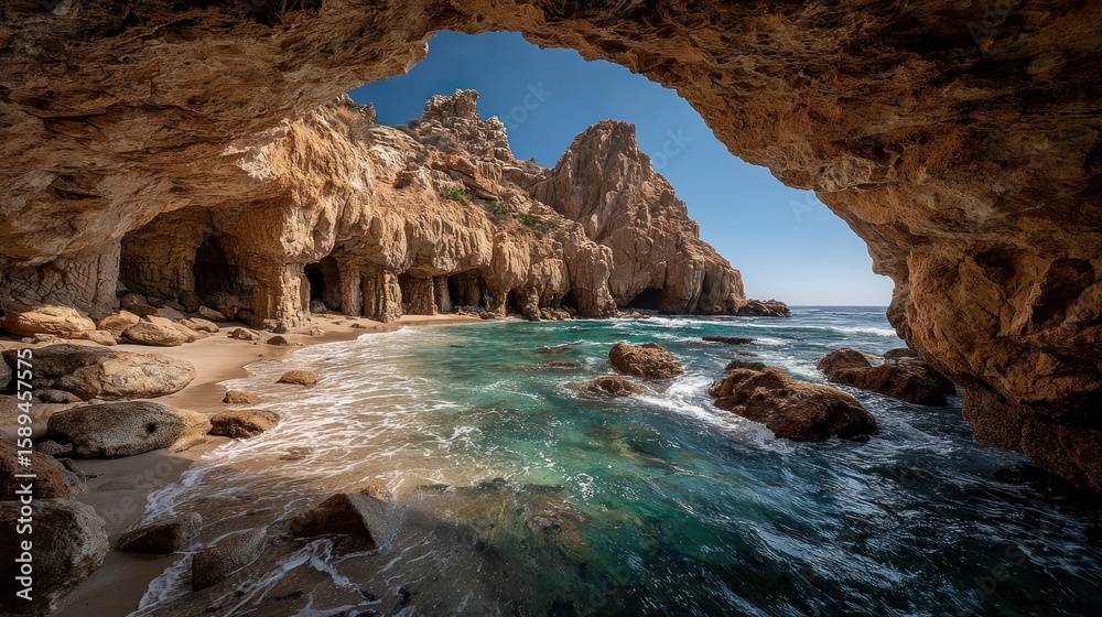 Obraz premium Cave opening to a beach