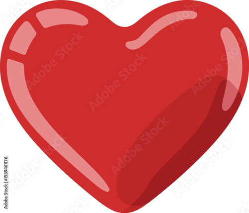 Glossy Red 3D Heart Symbol Illustration