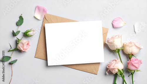 Blank card with roses and envelope. (1)