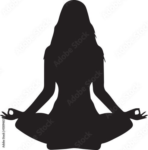 Print Woman meditating in lotus pose with hands in mudra gesture silhouette