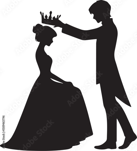 Print Prince Crowning Princess Silhouette
