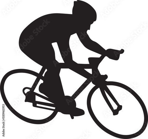 Print Professional cyclist in aerodynamic pose riding a racing bicycle silhouette