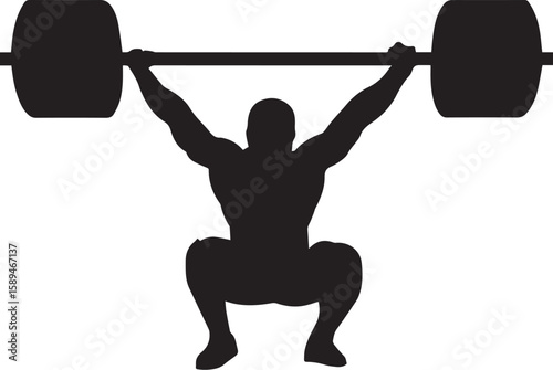 Print Silhouette of Man Weightlifting