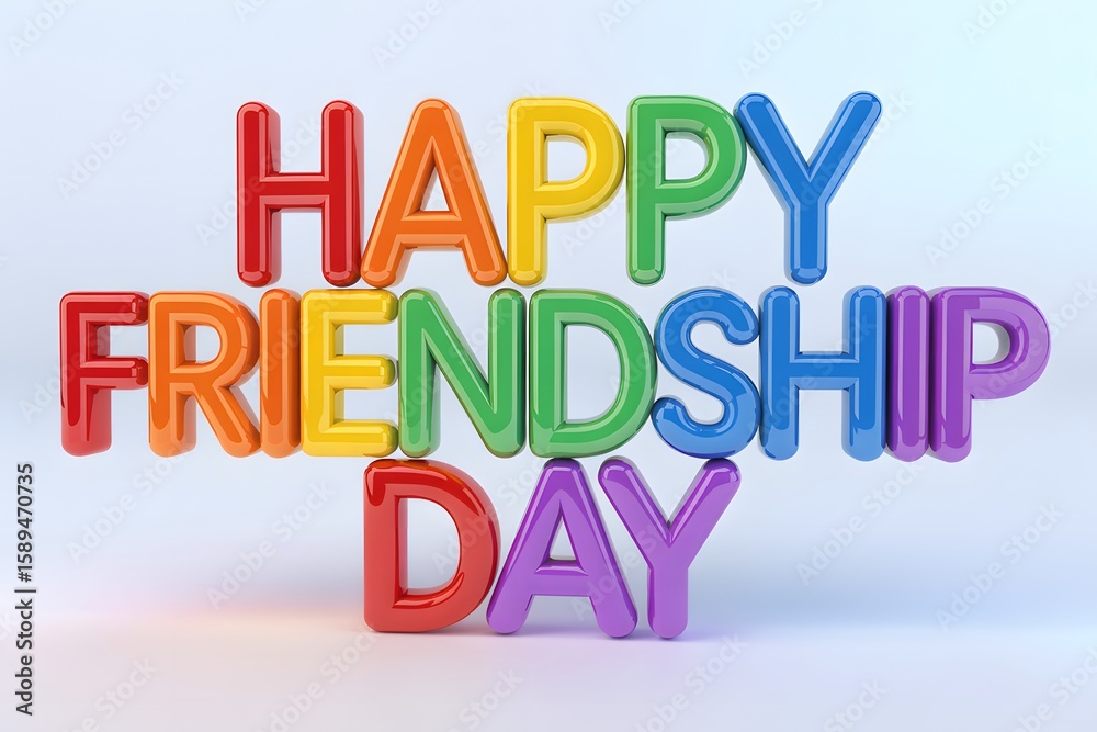 Colorful 3d letters spell happy friendship day isolated on white background Colorful 3d letters spell happy friendship day isolated on white background