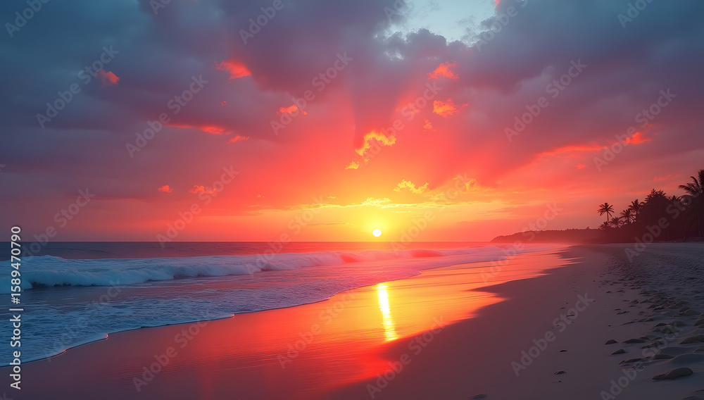 Naklejka premium Aerial View of Tropical Beach with Clear Water