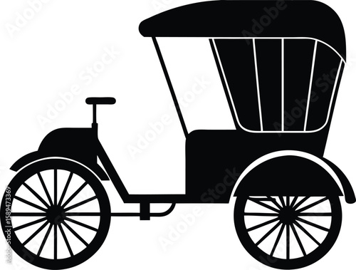 Colorful Auto Rickshaw Illustration – Traditional Three-Wheeler Tuk Tuk, Indian Street Vehicle, Urban Transport Concept Art

