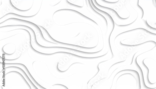 White Paper Cut Surface With Abstract Ripple Contours Creating Depth And Texture