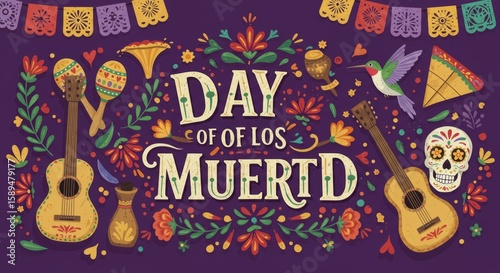 Day of the dead drawings. Festive Day of the Dead Illustration with Traditional Elements