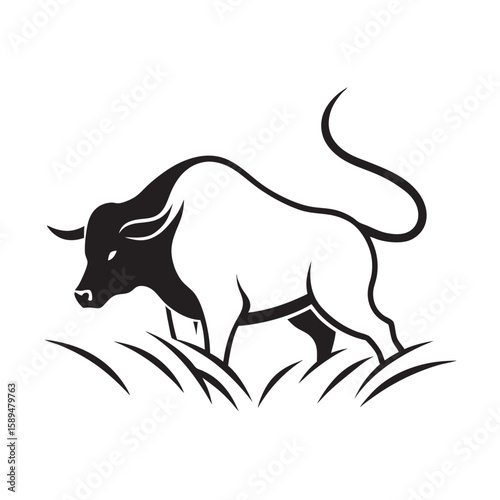 Buffalo Running Through Tall Field Grass