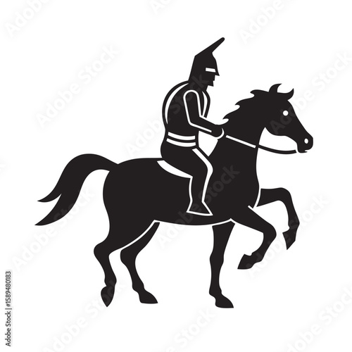 Epic Knight Riding Armored War Horse