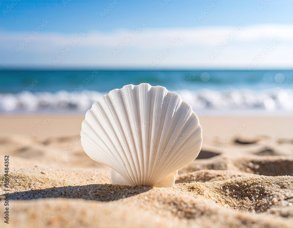 Obraz premium Seashell on sandy beach (5)