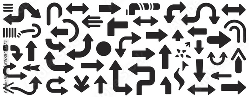 arrow icon vector set with diverse direction navigation and pointing symbols