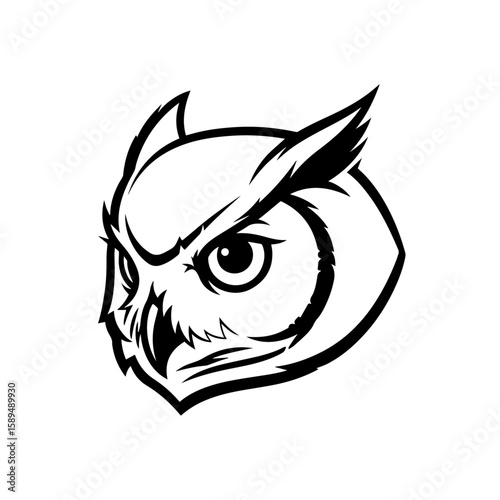 Owl head perfect for logo design, isolated on transparent or white background, vector illustration.