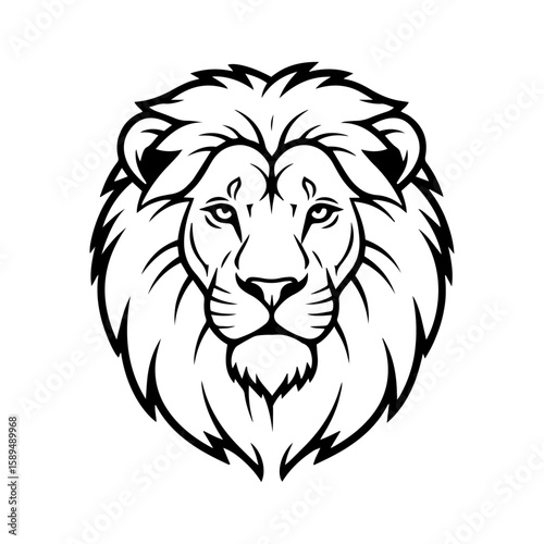 Lion head, perfect for logo design, isolated on transparent or white background, vector illustration.