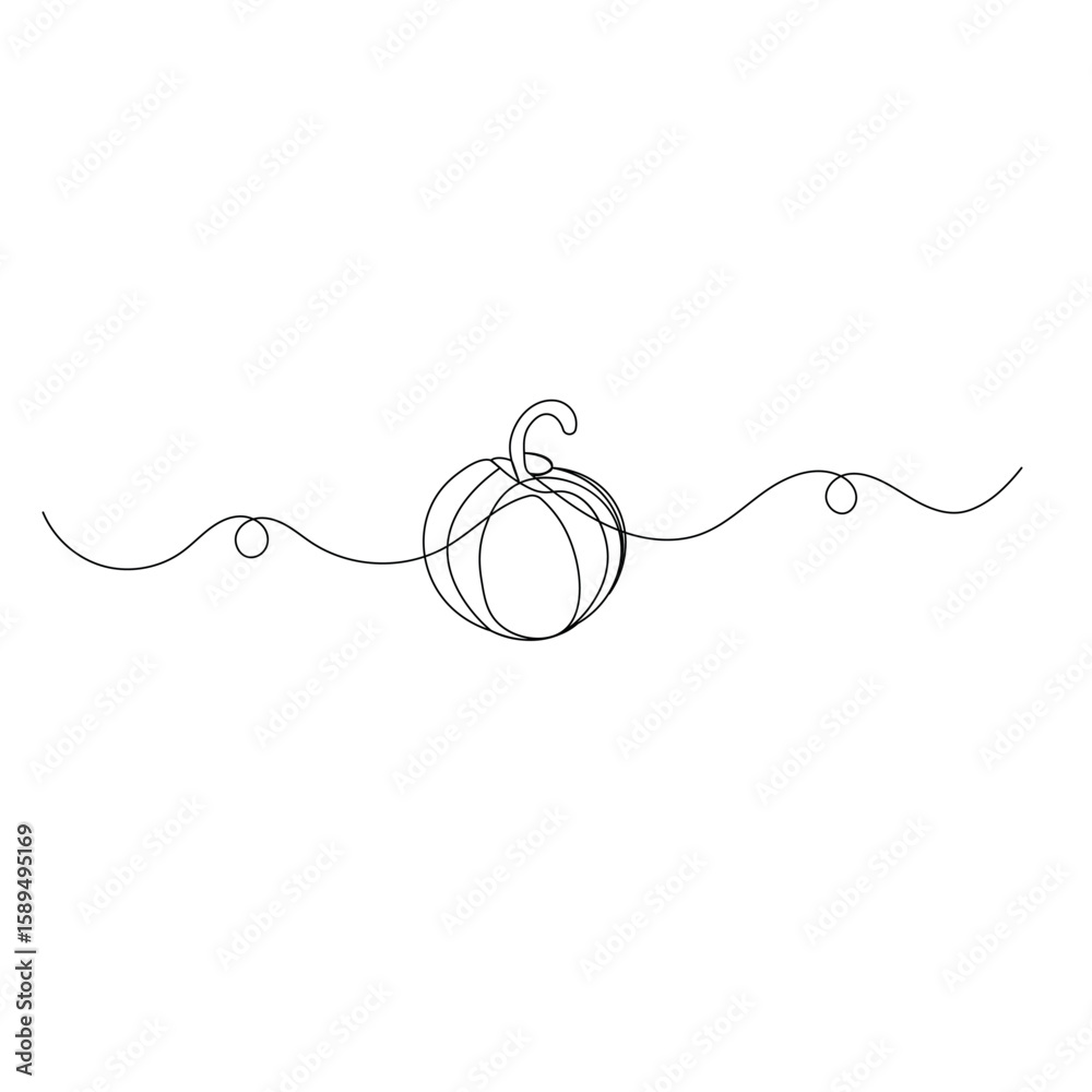 Obraz premium Halloween pumpkin single line art, continuous one line drawing of Isolated outline vector icon