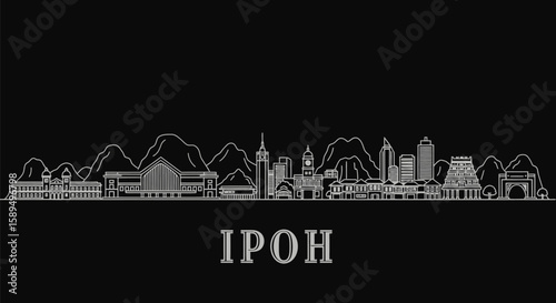 Ipoh Skyline Malaysian Cityscape Minimalist Design.