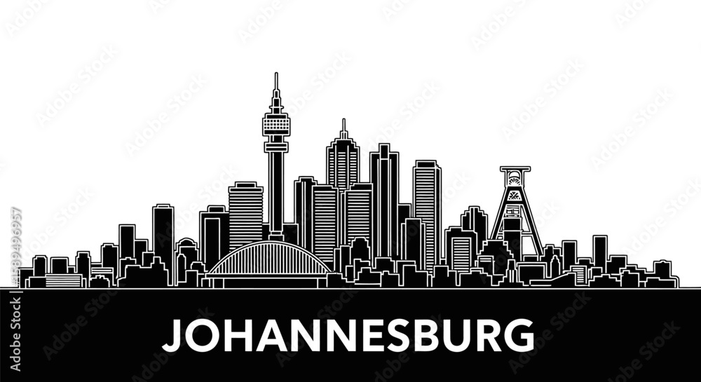 Fototapeta premium Johannesburg Skyline Cityscape Graphic Design.