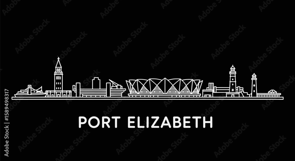 Fototapeta premium Port Elizabeth Skyline Cityscape with South Africa.