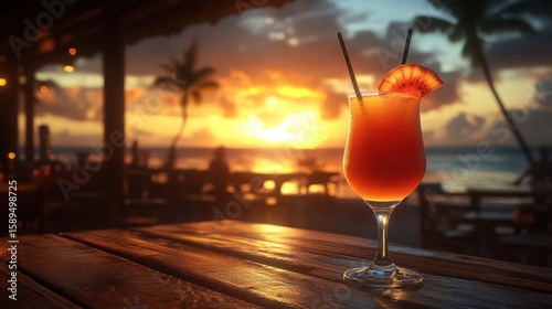 Sunset Cocktail on Beach