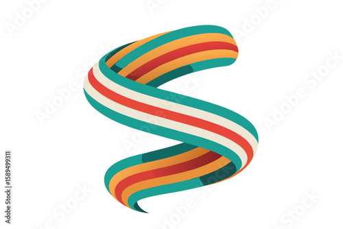 spiral shaped vintage ribbon multi color full