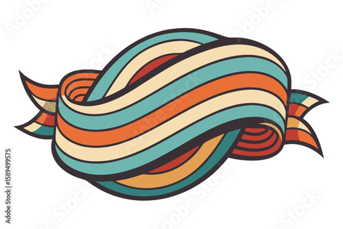 Wallpaper Mural wavy retro ribbon element flowing curves Torontodigital.ca
